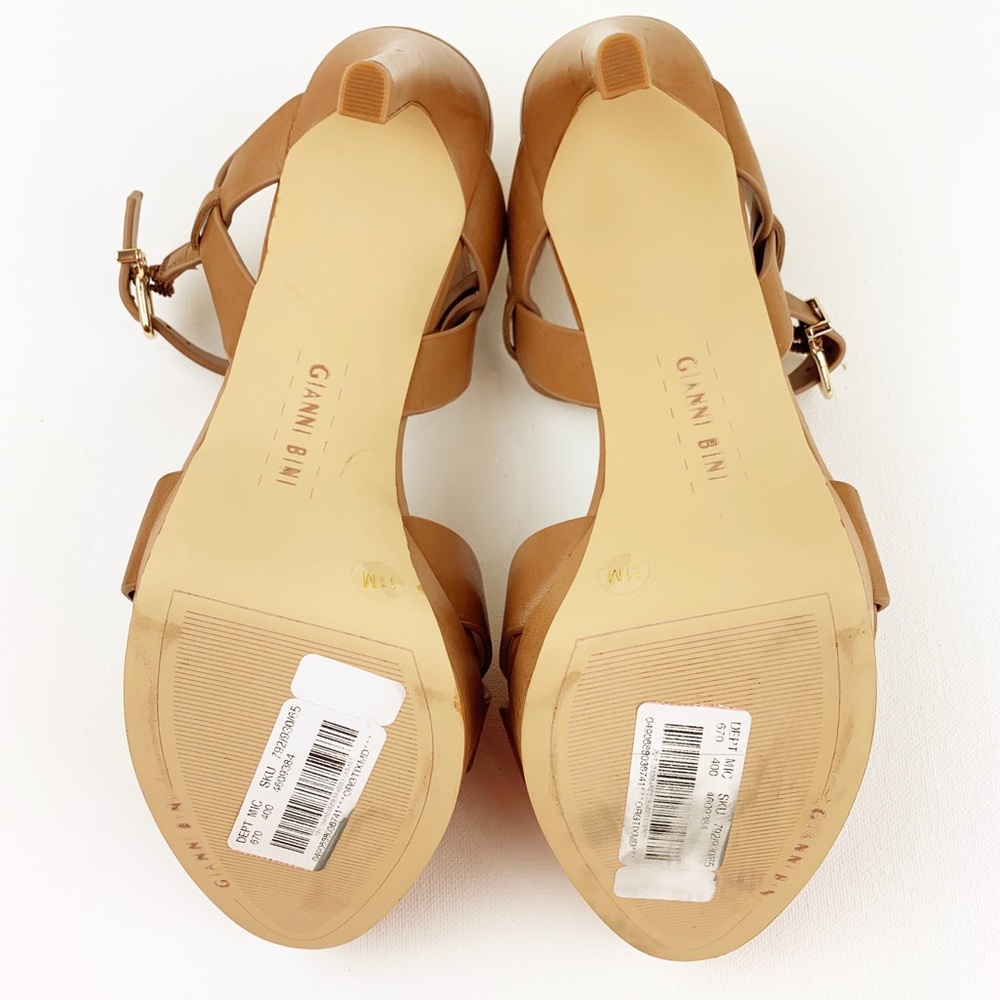 Gianni Bini Jovannaa brown leather banded heels - Picture 3 of 5